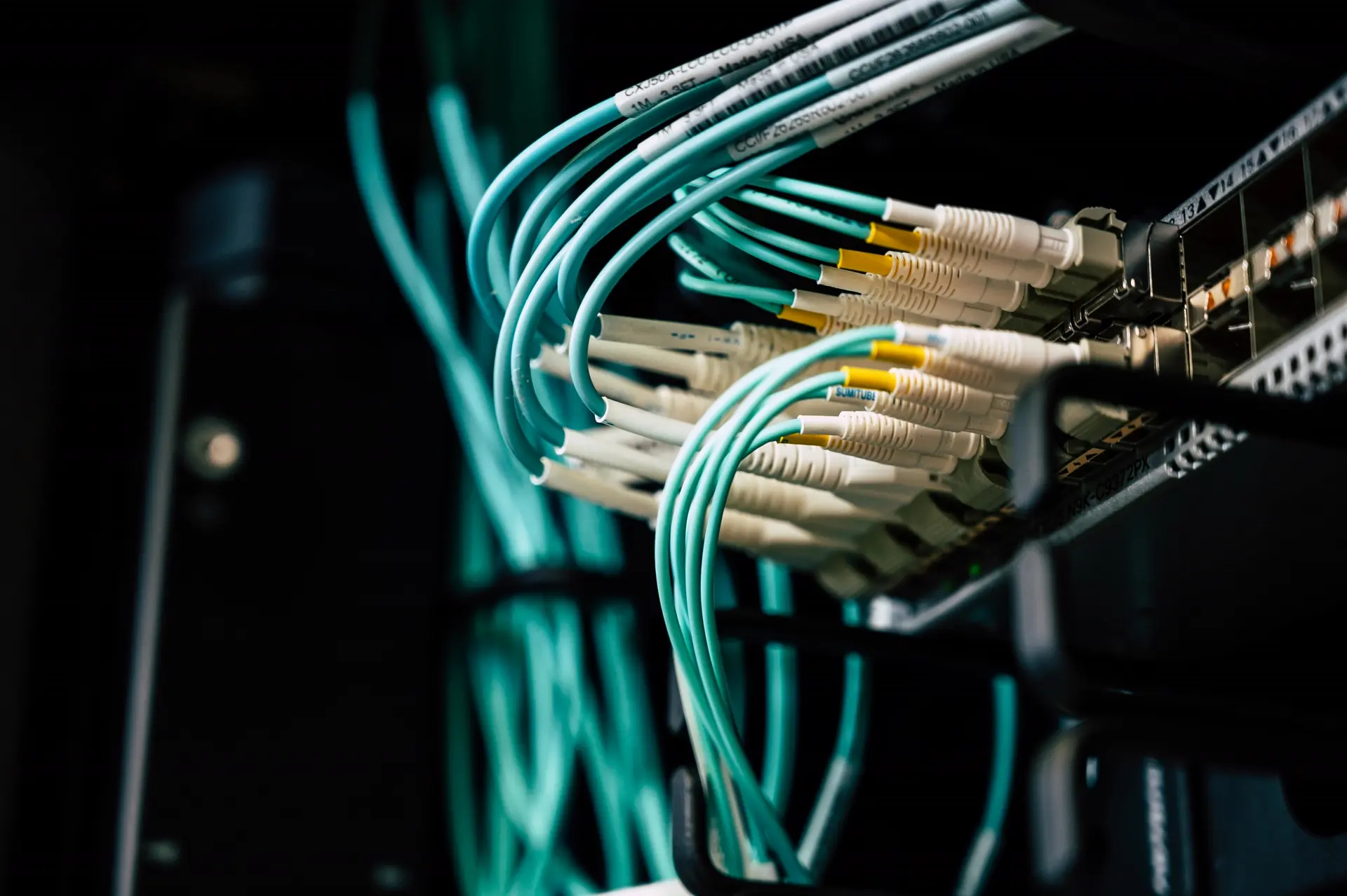 Conectores de fibra óptica en un patch panel